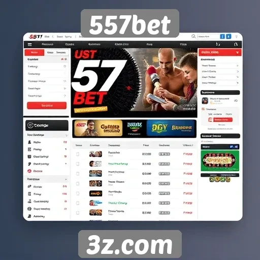 Interface do site 557bet é intuitiva e acessível